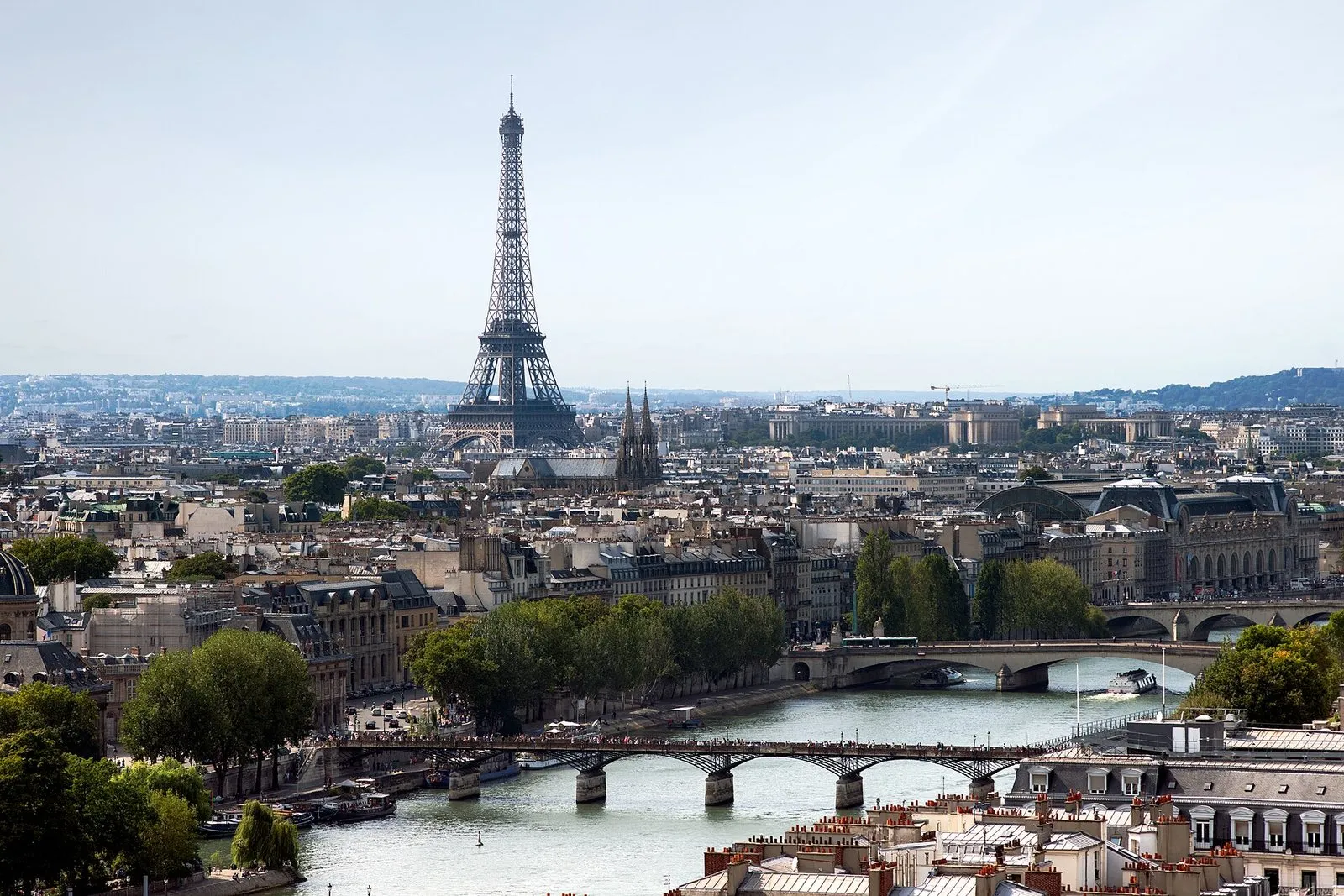The Eiffel Tower and the Seine seen from the top of the Saint-Jacques tower